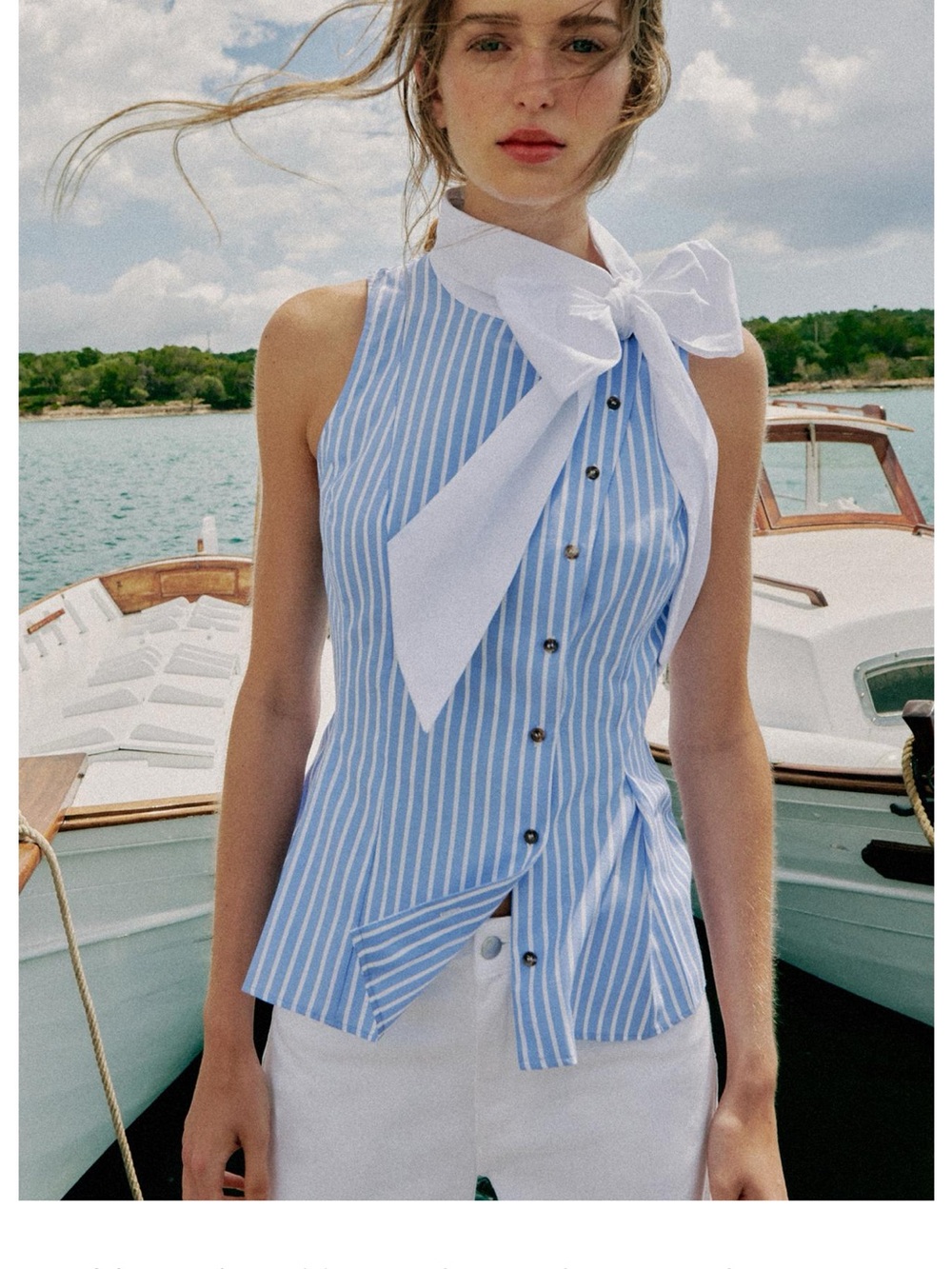 Zara Striped Shirt with Bow
